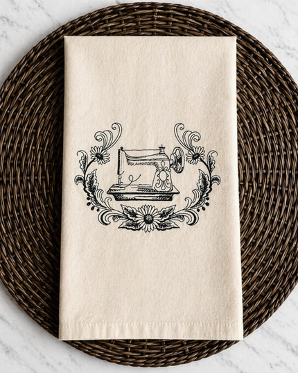 Sewing Machine Themed Kitchen Towel, Farmhouse Kitchen Towel
