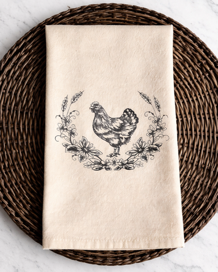 Chicken Themed Kitchen Towel, Farmhouse Kitchen Towel