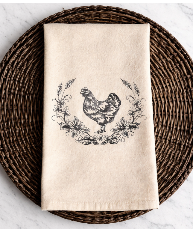 Chicken Themed Kitchen Towel, Farmhouse Kitchen Towel
