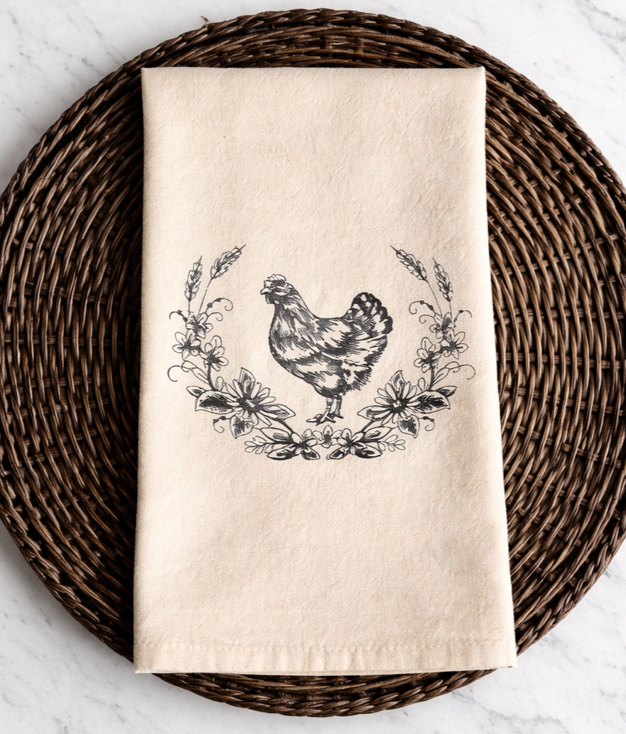 Chicken Themed Kitchen Towel, Farmhouse Kitchen Towel