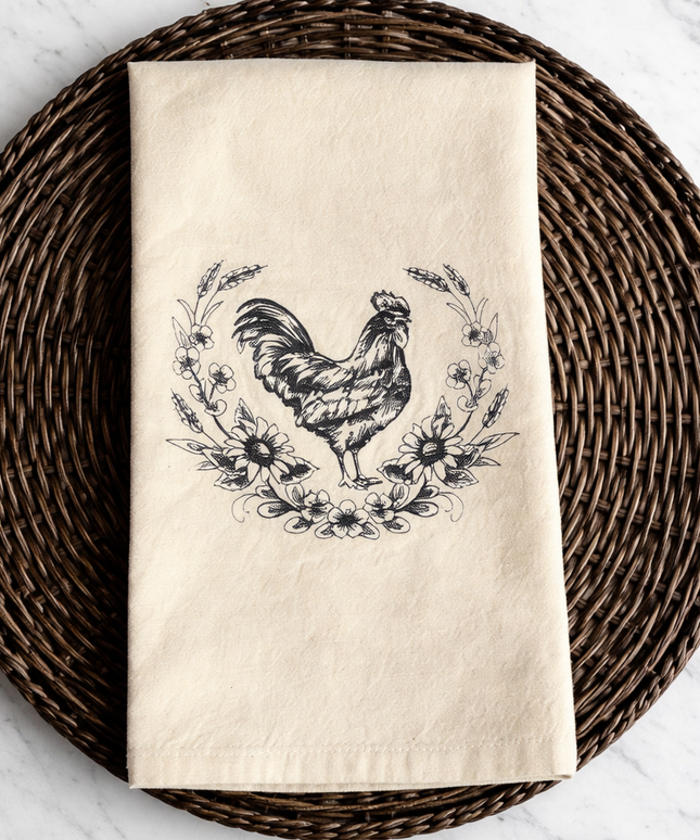 Chicken Themed Kitchen Towel, Farmhouse Kitchen Towel