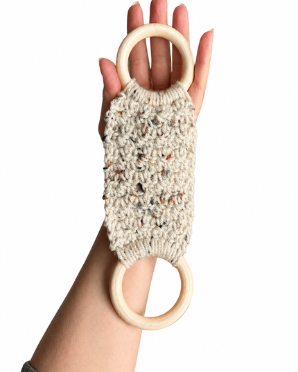 Crochet Towel Ring Holder Handmade, Wood Ring Towel Holder
