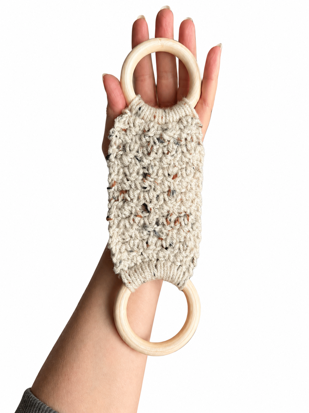 Crochet Towel Ring Holder Handmade, Wood Ring Towel Holder