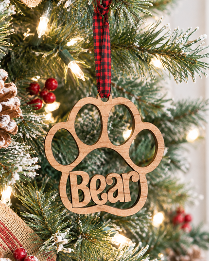 Dog Paw Ornament - Custom Name Christmas Ornament