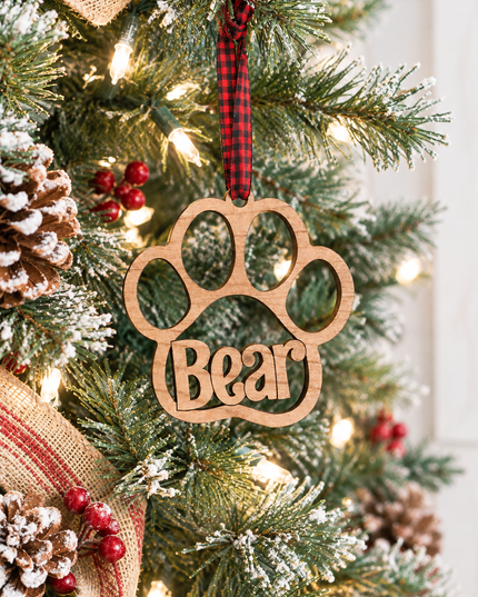 Dog Paw Ornament - Custom Name Christmas Ornament