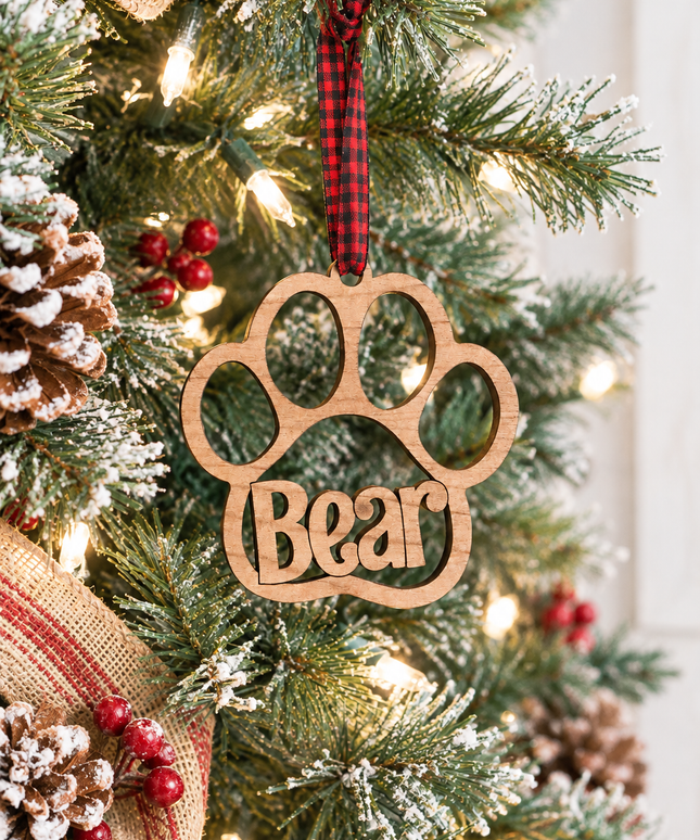 Dog Paw Ornament - Custom Name Christmas Ornament