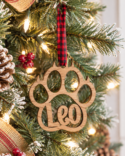 Cat Paw Ornament - Custom Name Christmas Ornament