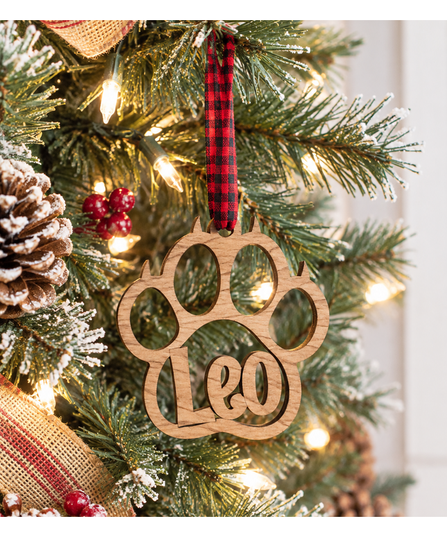 Cat Paw Ornament - Custom Name Christmas Ornament