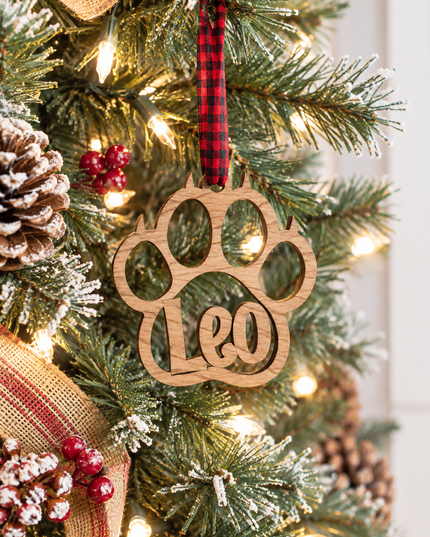 Cat Paw Ornament - Custom Name Christmas Ornament