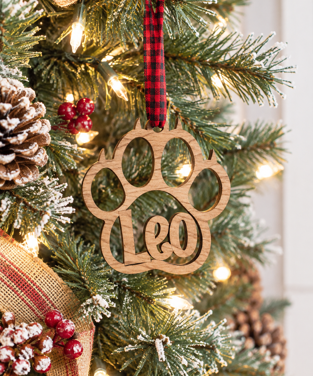 Cat Paw Ornament - Custom Name Christmas Ornament